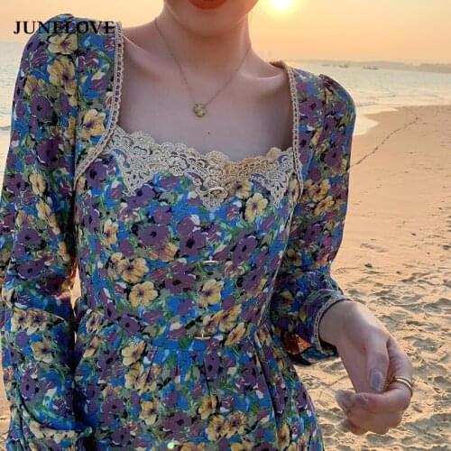 Heydress Women Casual New Summer Sweet Fairy Chiffon Party Elegant Dress Vintage Female Puff Sleeve Dress Vintage Floral Dress