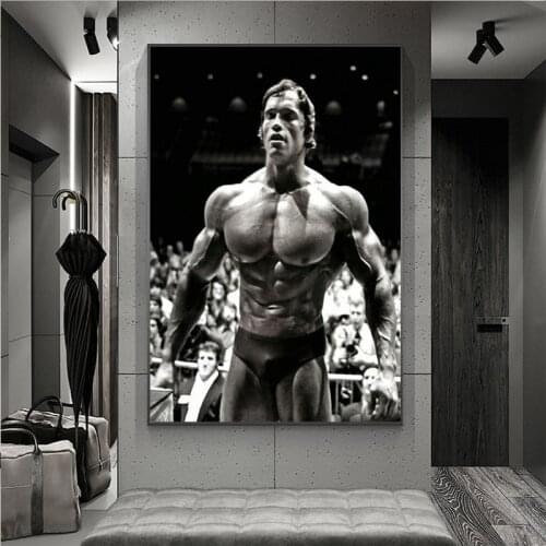 Modern Canvas Painting Arnold Schwarzenegger Bodybuilding Posters Motivational Quote Art Fitness Inspirational Wall Art Picture