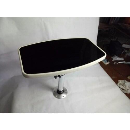 Caravan Motorhome Marine Boat White Leather Table With Black Acrylic Insert 650*400mm 25.6*15.7 Inch