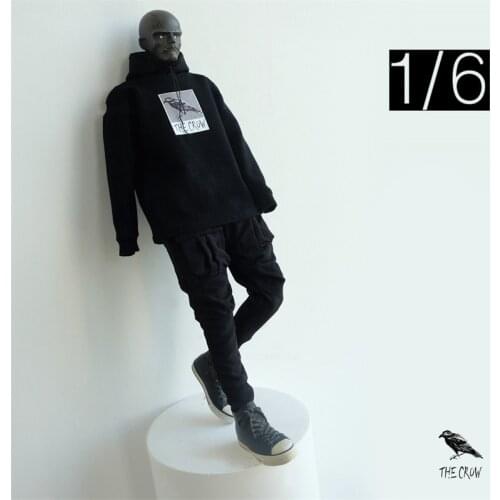 In Stock For Sale 1/6th CROWTOYS Trendy Graffiti Street Dancing Black Hoodie Shirt Coat For Mostly 12inch Doll Soldier