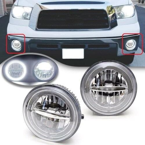 White LED DRL Daytime Running Light LED Fog Lamp Kit for Toyota Tundra Tacoma Sequoia Solara 2-in-1 Function Waterproof