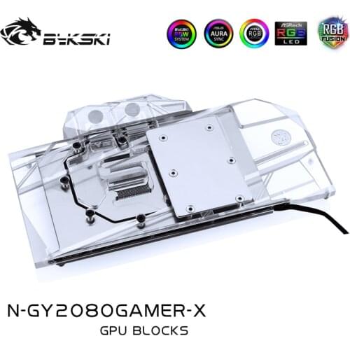 Bykski Water Block use for GALAX GEFORCE RTX 2080 GAMER / Full Cover Copper Radiator Block / RGB Light support AURA SYNC