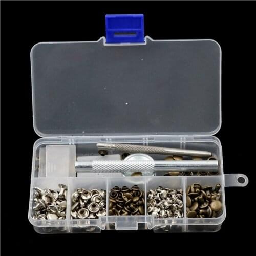 120pcs/set Metal Double Cap Rivets Studs Round Rapid Rivet for Leather Craft Bag Belt Clothing Garment Shoes Pet Collar Decor