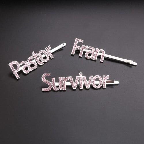 Name Hairclip Custom Hair Clips with Pink Zircon Personality Words Barrettes Pins Clip Emblazoned for Women Girl Jewelry Gifts