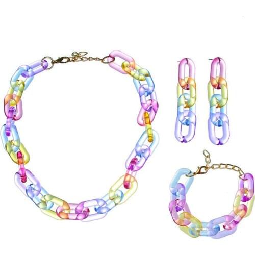 New Fashion Colorful Transparent Acrylic Chain Necklace For Women Statement Clear Long Link Chain Choker Collar Necklace Jewelry