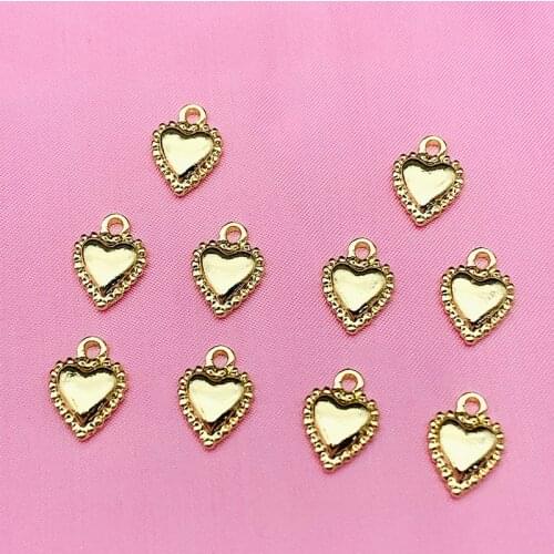 10Pcs/set New Gold Color Metal Love Heart Charms Pendant Jewelry for Making DIY Necklaces Earrings Bracelet Charms Accessories
