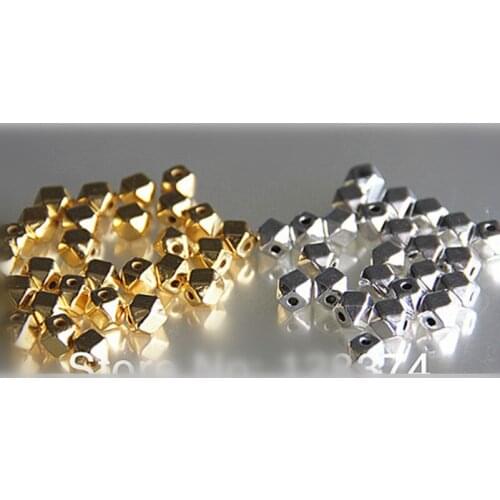 300pcs/lot Faceted two color plated metal nugget beads lovely sparkling gold bead 3mm 8mm handmade material diy making jewelry
