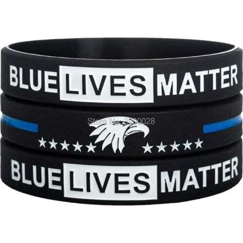 300pcs Blue Lives Matter Thin Blue Line with Bald Eagle Silicone Wristband Bracelet Free Shipping By DHL