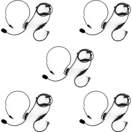 Artudatech 5Pcs 3.5mm Single Ear PTT Behind the Head Headset For YAESU VX1R VX168 VX 1R 2R 3R 4R 5R 168 Earpiece