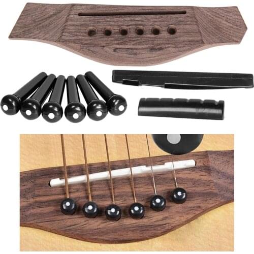 Wooden Classical Acoustic Guitar Bridge Pins Nut Saddle Repairing Kit Parts