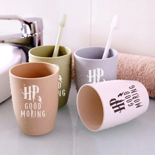 Good Moring Brushing Toothpaste Cup Toothbrush Holder Cup Plastic Creative Cartoon Travel Bathroom Pendant Home Decoration