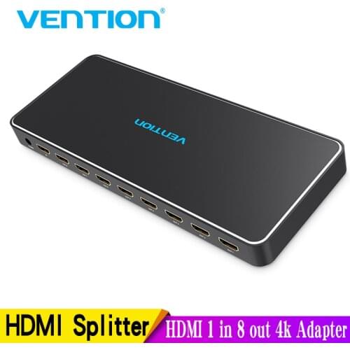 Vention HDMI Splitter 1 in 8 out 4k 1x8 splitter HDMI Switch Adapter With Power Supply for TV PS3/4 Laptop HDMI Splitter metal