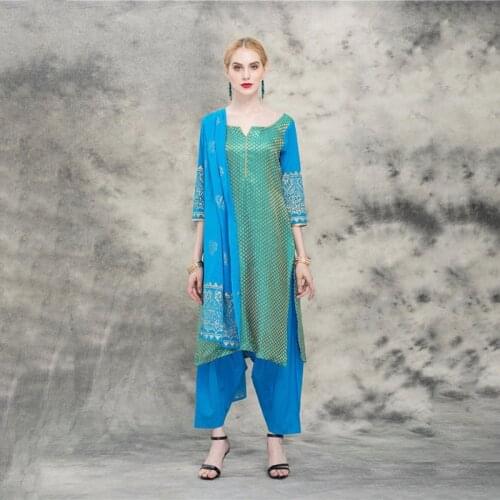 Indian Dress Kurta Punjabi Three-piece Cotton Ethnic Suit Kurti for Women Ladies Tradicional Pakistani Vestido Indiano Roupa
