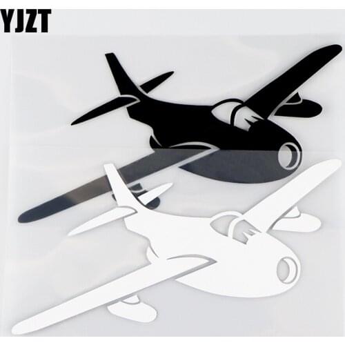 YJZT 15.3X8.2CM Interesting Aircraft Vinyl Decal Car Sticker Old Fighter Art Decor Black / Silver 10A-0393