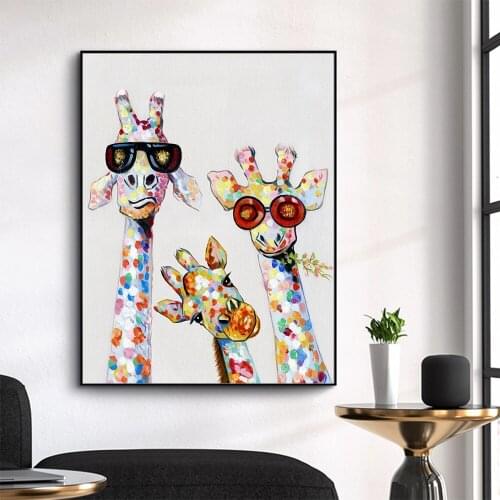 Wall Art Canvas Print Animal Picture Giraffe Family Painting For Living Room Home Decor No Frame