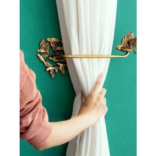 Retro Brass Curtain Hook Wall Decoration Curtain Swallow Bird Handmade Hook Up Background Wall Decoration Modern Home Decoration