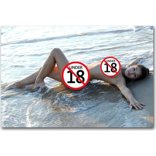 Hot Nude Beauty on the Beach Canvas Painting Adult Posters Prints Wall Art Pictures For Bedroom Living Room Decoration
