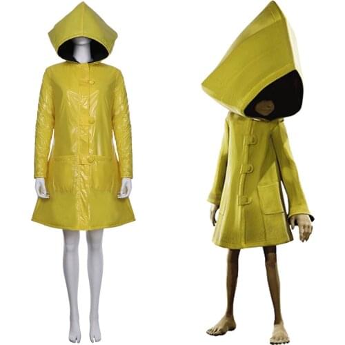 Little Nightmares 2 Six Cosplay Costume Yellow Coat Hooded Robe Adult Halloween Carnival Party Fancy Dress Women