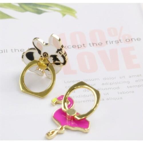 Flamingo Metal Finger Ring Jewelry Smart Phone Stand Holder Cute Pug Dog Mobile Phone Holder Stand For Iphone All Phone