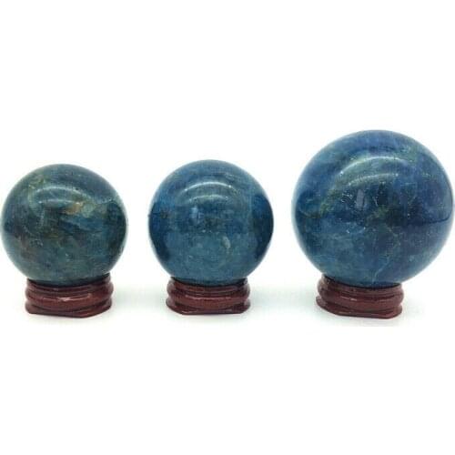 Natural blue apatite ball sphere quartz crystal mineral healing
