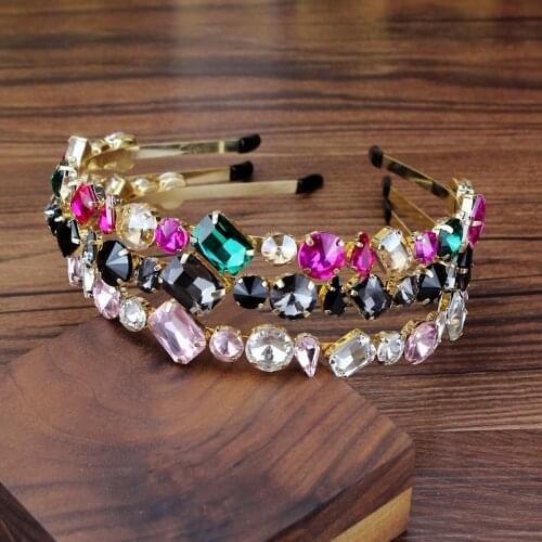 Luxury Colorful Grey Crystal Headband Diamante Hairband For Women Chic Hair Accessories