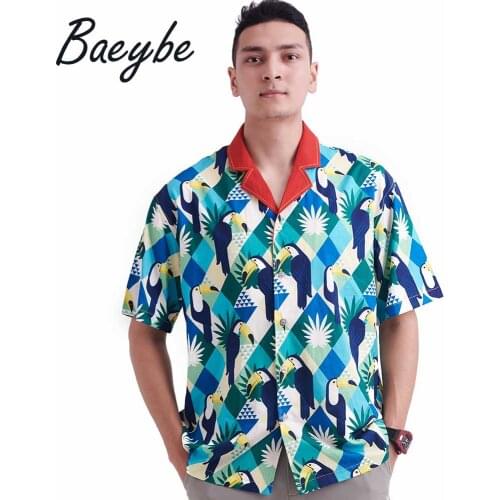 Summer Mens Stylish Casual Hawaiian Shirts Womens Elegant Blouse Cartoon Printed Shirt Turn-Down Collar Short Sleeve Clothing