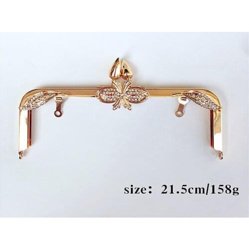 DIY women bag making luxury golden diamond metal clasp purse frame kiss buckle no need sewing 21.5cm 10pcs/lot