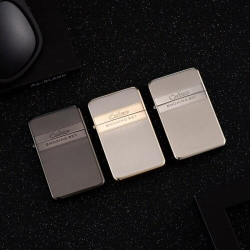 Pure Copper Light and Thin Creative Retro Grinding Wheel Kerosene Windproof Lighter Personalized High-end Gift Smoke Accessories