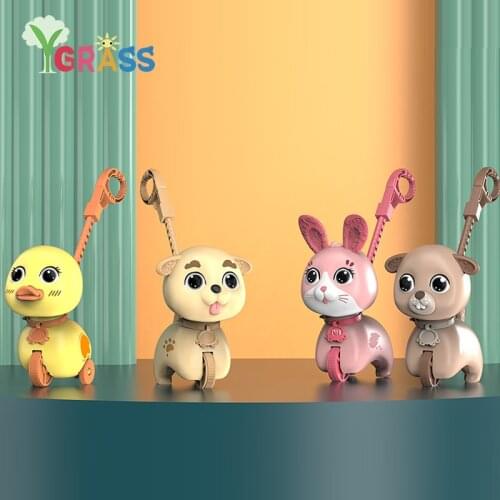 Trolley Walker Toy Educational Toddler Music Animals Duck Bear Hand Push Single Pole Drag Light Car Baby Toys Rattles For Kids