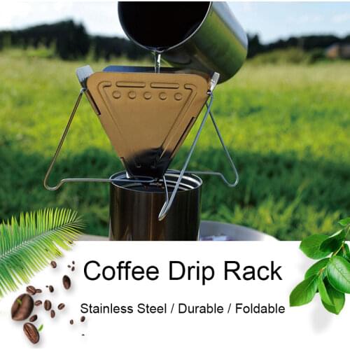 Outdoor Portable Camping Coffee Drip Rack Stainless Steel Foldable Coffee Filter Accessories Coffee Drip Cup Camping Equipment