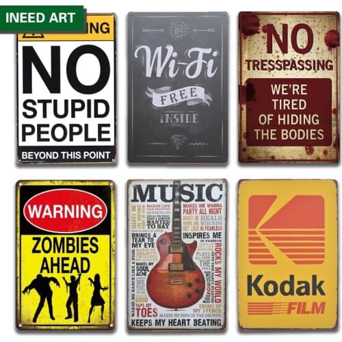 Vintage Warning Poster Metal Tin Sign Caution Wall Plate Retro Public Place Decorative Wall Stickers Home Decor