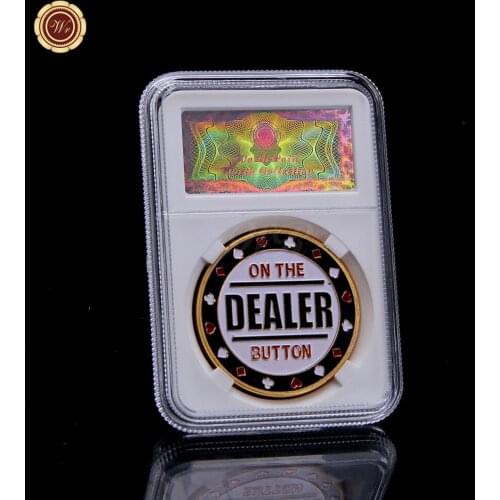 WR Zinc Alloy Gold Metal Poker Guard Coin on The Dealer Button Protects Souvenir Coin Casino Token Coin Men Lucky Gifts