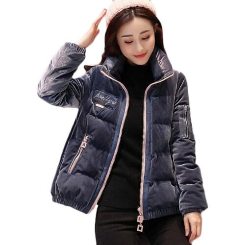 2021 Autumn Winter New Gold Velvet Warm Jacket Women Korean Loose Short Down Cotton Jackets Female Casual Parka Overcoat