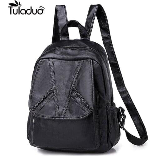 2020 PU Women Backpack Leather School Bags For Teenager Girls Female Preppy Style Small Backpack black casual hot Free Sh