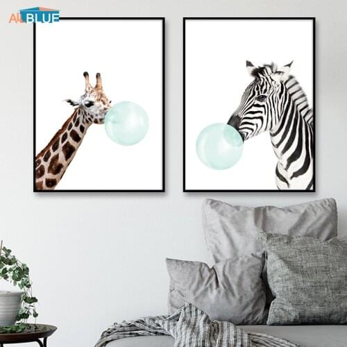 Giraffe Zebra Animal Posters And Prints Nursery Nordic Poster Bedroom Wall Art Decorative Picture Canvas Painting For Kids Room