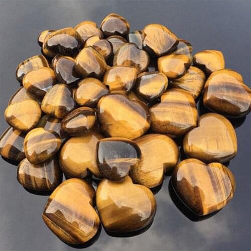 1Pc Natural Heart Shaped Tigers-Eye Stone Quartz Striped Agate Crystal Carved Love Healing Gemstones