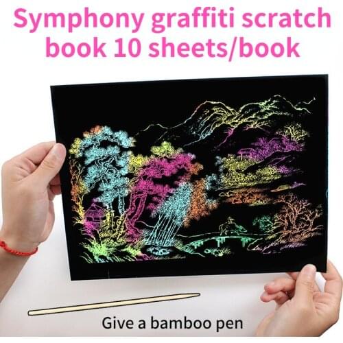 10Pcs/Set Colorful Thickened Scratch Paper Childrens Environmentally Friendly Tasteless Scratch Painting Art School Supplies