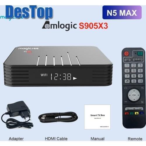Magicsee N5 MAX Android TV Box 4GB RAM 64GB ROM Amlogic S905X3 Media Player 2.4G 5G WiFi BT 4.1 4K HD Smart Android Box 20pcs