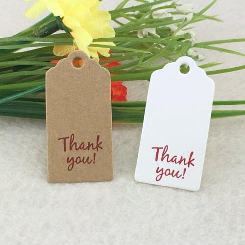 200Pcs /Lot Kraft Paperboard Tags Hand Made With Love Small Heart Tower and Thank You Pattern for Jewelry Gift Box Tags 4x2cm