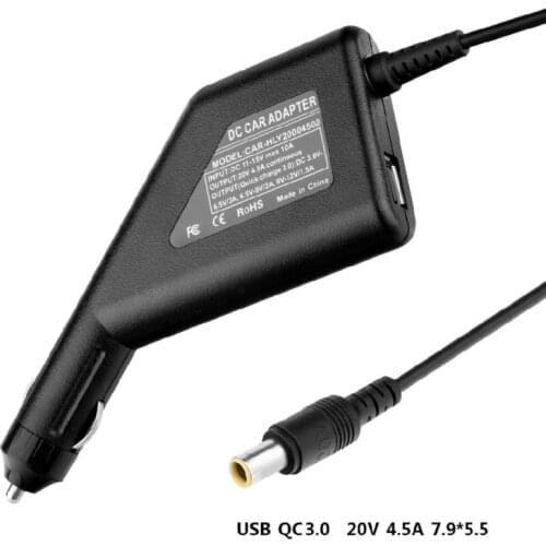 90W 20V 4.5A QC 3.0 USB Laptop Car Charger For Lenovo Thinkpad X60 X 61 Z60 Z61 X 200 X300 T60 T61 T400 Cellphone Tablet GPS