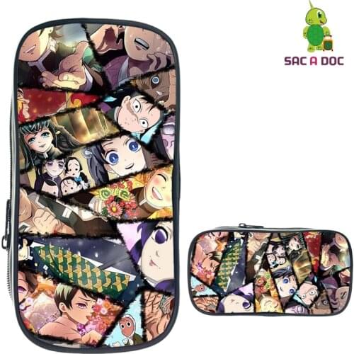 Anime Kimetsu No Yaiba 3D Cosmetic Case Pencil Case Teenager Makeup Case Pen Bag Zipper Storage School Supplies Pencil Bags Box