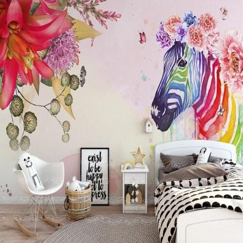 Custom 3D Wallpaper Nordic Personality Zebra Flower Abstract Art Mural Living Room TV Sofa Bedroom Home Decor Papel De Parede 3D