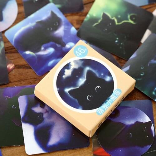 46 pcs/pack Cute Night Black Cat Label Stickers Decorative Stationery Stickers Scrapbooking DIY Diary Album Stick Lable