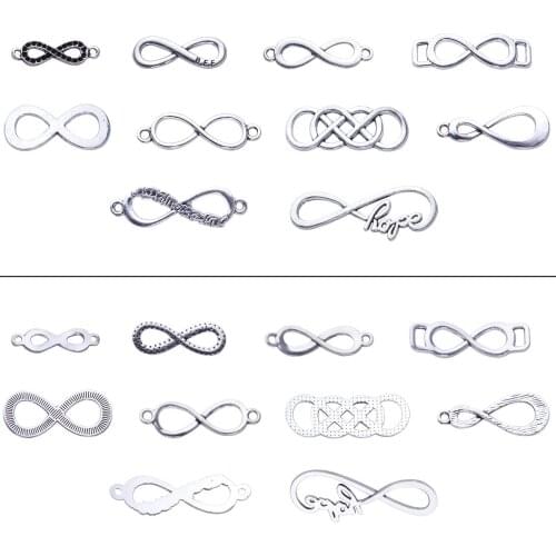 50pcs Mixed Infinity Symbol Charms Pendants for Crafting, Jewelry Findings Making Accessory for DIY Necklace Bracelet