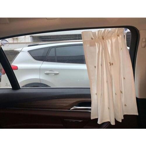 Hot Sale Kids Car Curtain Cotton Sunscreen Cloth Embroidery Sunshade Tools Retractable Adjustable Suction Cup Child Curtains