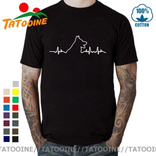 Tatooine German Shepherd Heartbeat T-Shirt Funny Dog Lovers Quote Tshirt China Cheap Sale Cotton T Shirt Boys Man Print Tops Tee