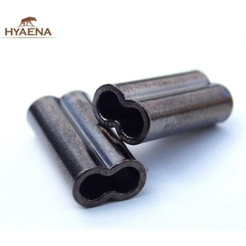 Hyaena 100pcs/lot 11 Size Fishing Double Oval Copper Tube Fishing Wire Pipe Crimp Sleeves Connector Fishing Tackle Box