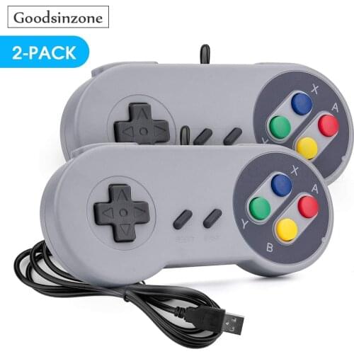 Raspberry Pi 4 Game Controller (Grey, 2 Packs), Raspberry Pi 4 Model B/3B+/3B SNES Retro USB Controller Classic Gamepad Joystick