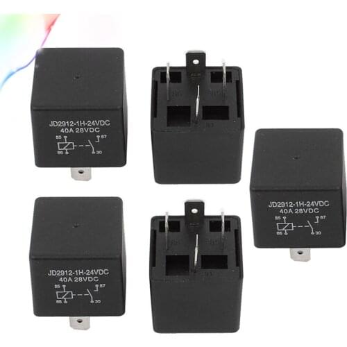 JD2912 DC 24V 12V Coil 40A 4 Pins SPST Vehicle Car Security Power Relay 5pcs
