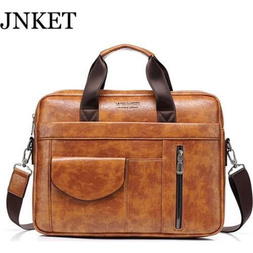 JNKET New Mens PU Leather Handbag Retro Shoulder Bag Gentlemen Sling Bag Crossbody Bag